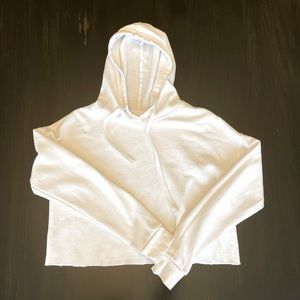 White cropped hoodie: SMALL